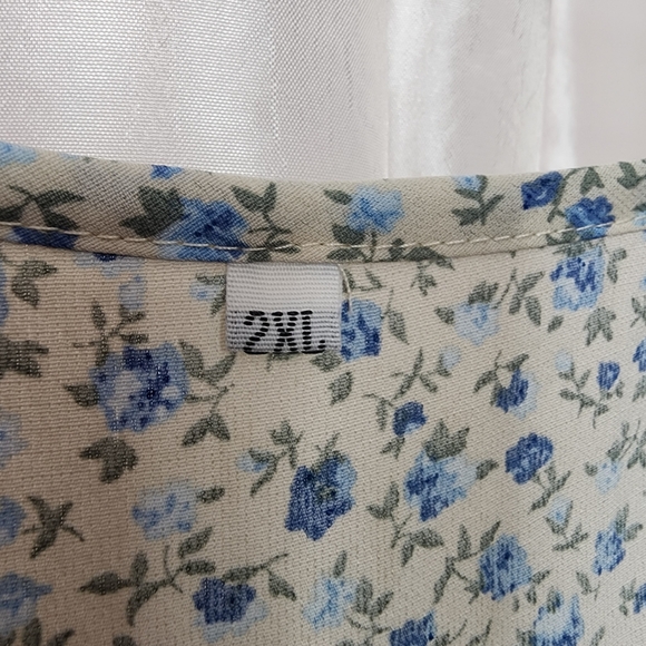 Vintage Style Blue Floral Sleeveless Nightgown 2X - Picture 6 of 8